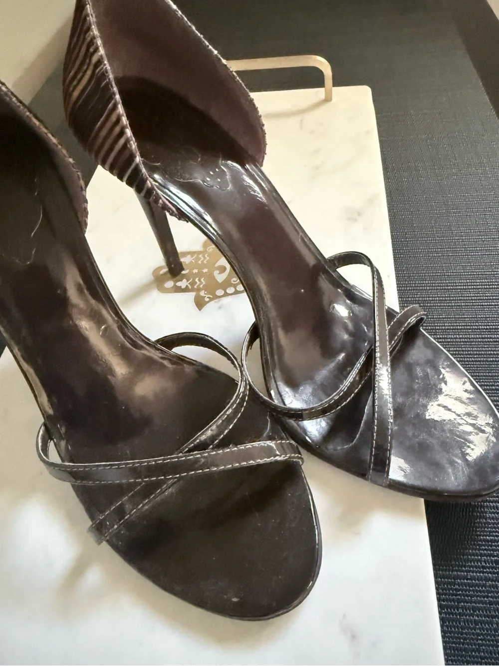 Aldo: Brown Striped D'Orsay High Heel Sandals - Women’s Size 10